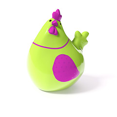 Image showing a stylish green and pink ceramic chicken for easter decoration