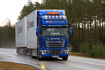 Image showing Blue Scania R620 DB Schenker Trailers