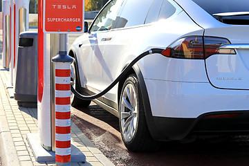 Image showing Tesla Model X Electric SUV Supercharging