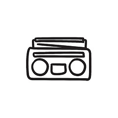 Image showing Radio cassette player sketch icon.