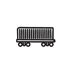 Image showing Cargo wagon sketch icon.
