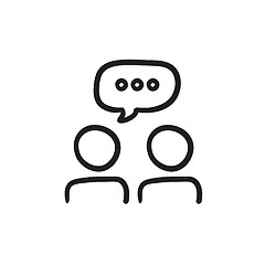 Image showing People with speech square above heads sketch icon.