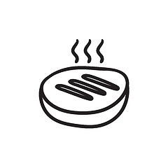 Image showing Grilled steak sketch icon.