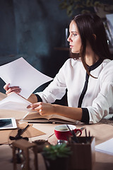 Image showing Portrait of a businesswoman who is working at office