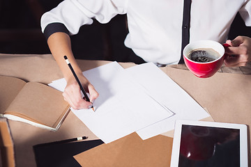 Image showing Portrait of a businesswoman who is working at office