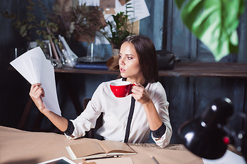 Image showing Portrait of a businesswoman who is working at office