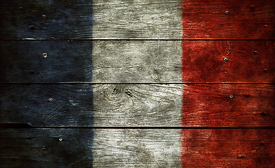 Image showing french flag on wood