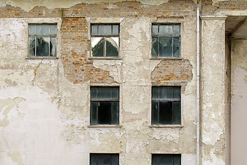 Image showing abandoned grunge cracked stucco wall