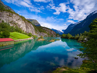 Image showing Beautiful Nature Norway aerial photography.