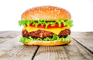 Image showing Tasty and appetizing hamburger cheeseburger