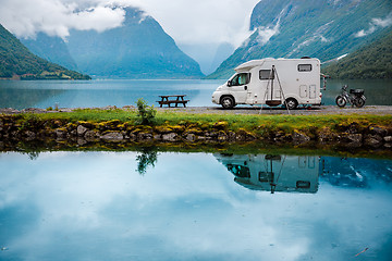 Image showing Family vacation travel RV, holiday trip in motorhome