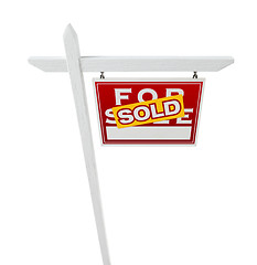 Image showing Right Facing Sold For Sale Real Estate Sign Isolated on a White 