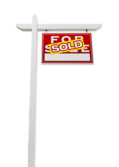 Image showing Right Facing Sold For Sale Real Estate Sign Isolated on a White 