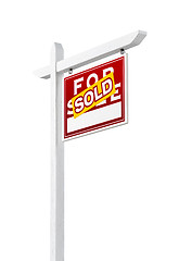 Image showing Right Facing Sold For Sale Real Estate Sign Isolated on a White 