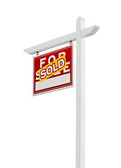 Image showing Left Facing Sold For Sale Real Estate Sign Isolated on a White B