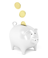 Image showing Piggy bank with golden coins