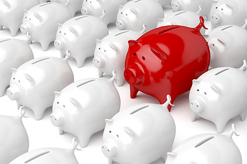Image showing Unique red piggy bank