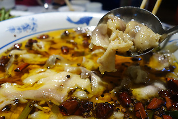 Image showing Fish fillets in hot chili oil