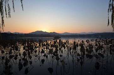 Image showing West Lake located at Hangzhou,China in the evening