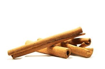 Image showing Long cinnamon on a white background with soft shadow