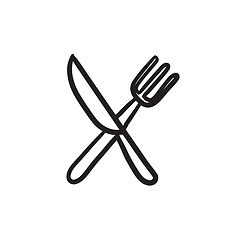 Image showing Knife and fork sketch icon.