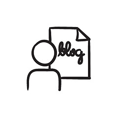 Image showing Man and sheet with word blog sketch icon.