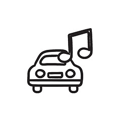 Image showing Car with music note sketch icon.