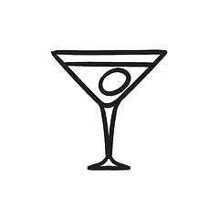 Image showing Cocktail glass sketch icon.