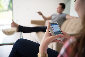 Image showing young handsome couple enjoying free time