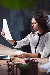 Image showing Portrait of a businesswoman who is working at office