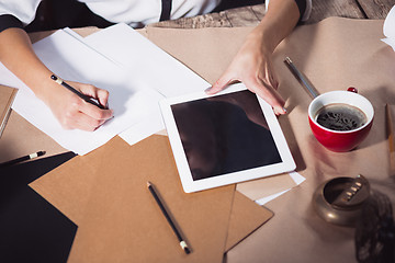 Image showing Portrait of a businesswoman who is working at office