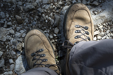 Image showing Brown hiking shoes