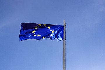 Image showing Flag of European Union on a flagpole