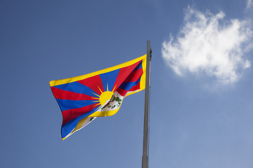 Image showing National flag of Tibet on a flagpole