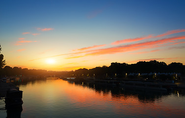 Image showing Sunset over Seine