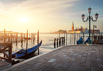 Image showing Gondolas and San Giorgio