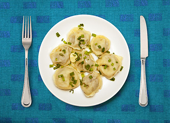 Image showing Meat dumplings on white plate