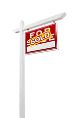 Image showing Right Facing Sold For Sale Real Estate Sign Isolated on a White 