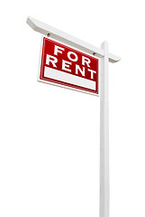 Image showing Left Facing For Rent Real Estate Sign Isolated on a White Backgo