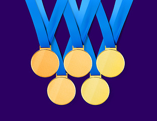 Image showing golden medals with path