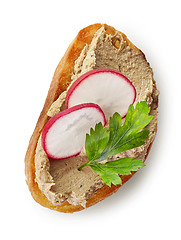 Image showing toasted sandwich with meat pate and radish