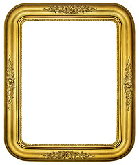 Image showing Oval Vintage gilded wooden Frame Isolated with Clipping Path