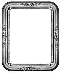 Image showing Oval Vintage silver plated wooden frame Isolated with Clipping P