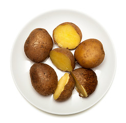 Image showing unpeeled boiled potatoes 