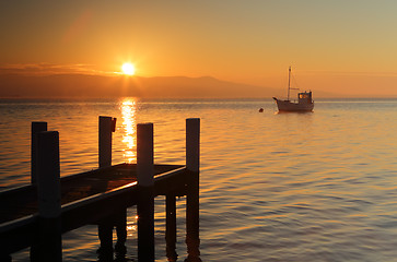 Image showing Misty morning sunrise