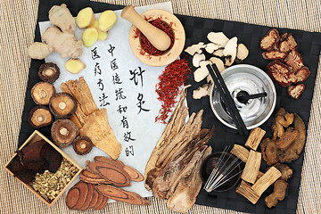 Image showing Acupuncture Therapy with Chinese Herbs