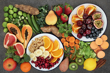 Image showing High Fiber Fruit and Vegetable Selection