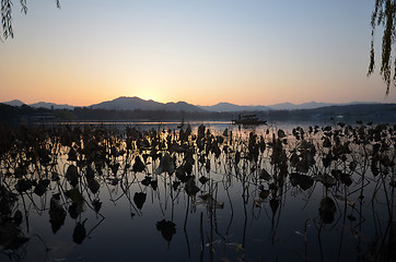 Image showing West Lake located at Hangzhou,China in the evening