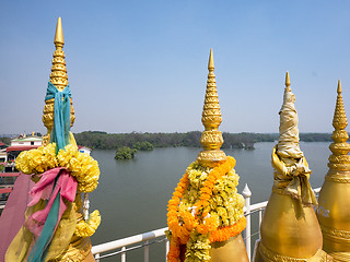 Image showing Small stupas at Buddhist temple in Thailand