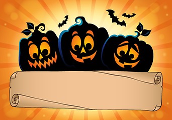 Image showing Wide parchment and Halloween pumpkins 2